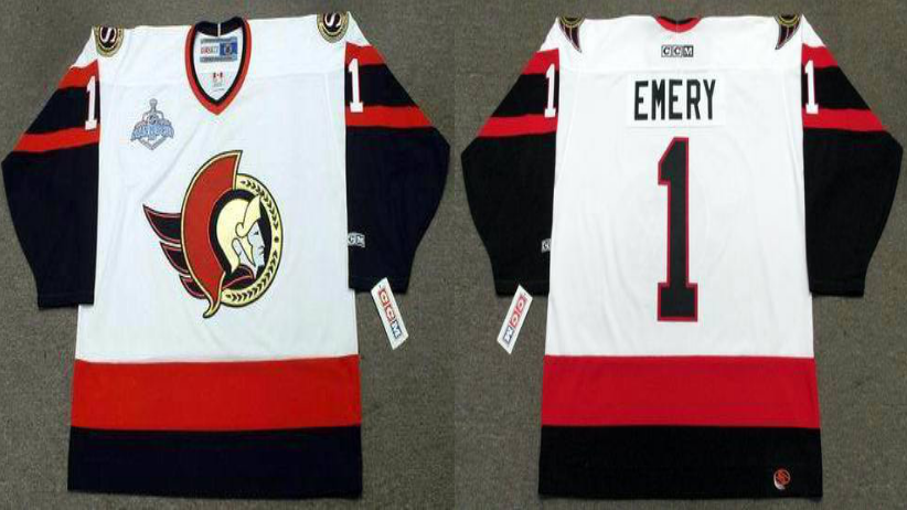 2019 Men Ottawa Senators #1 Emery white CCM NHL jerseys->ottawa senators->NHL Jersey